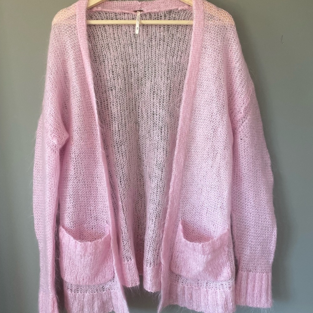 Free People | Rare Pink Mohair Pocket Cardigan | M